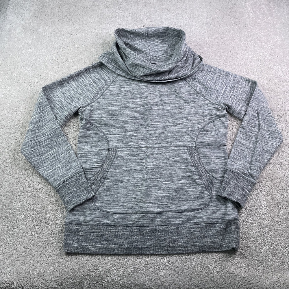 LL Bean Sweatshirt Womens Large Gray Cozy Cowl Neck Pullover Thumbholes